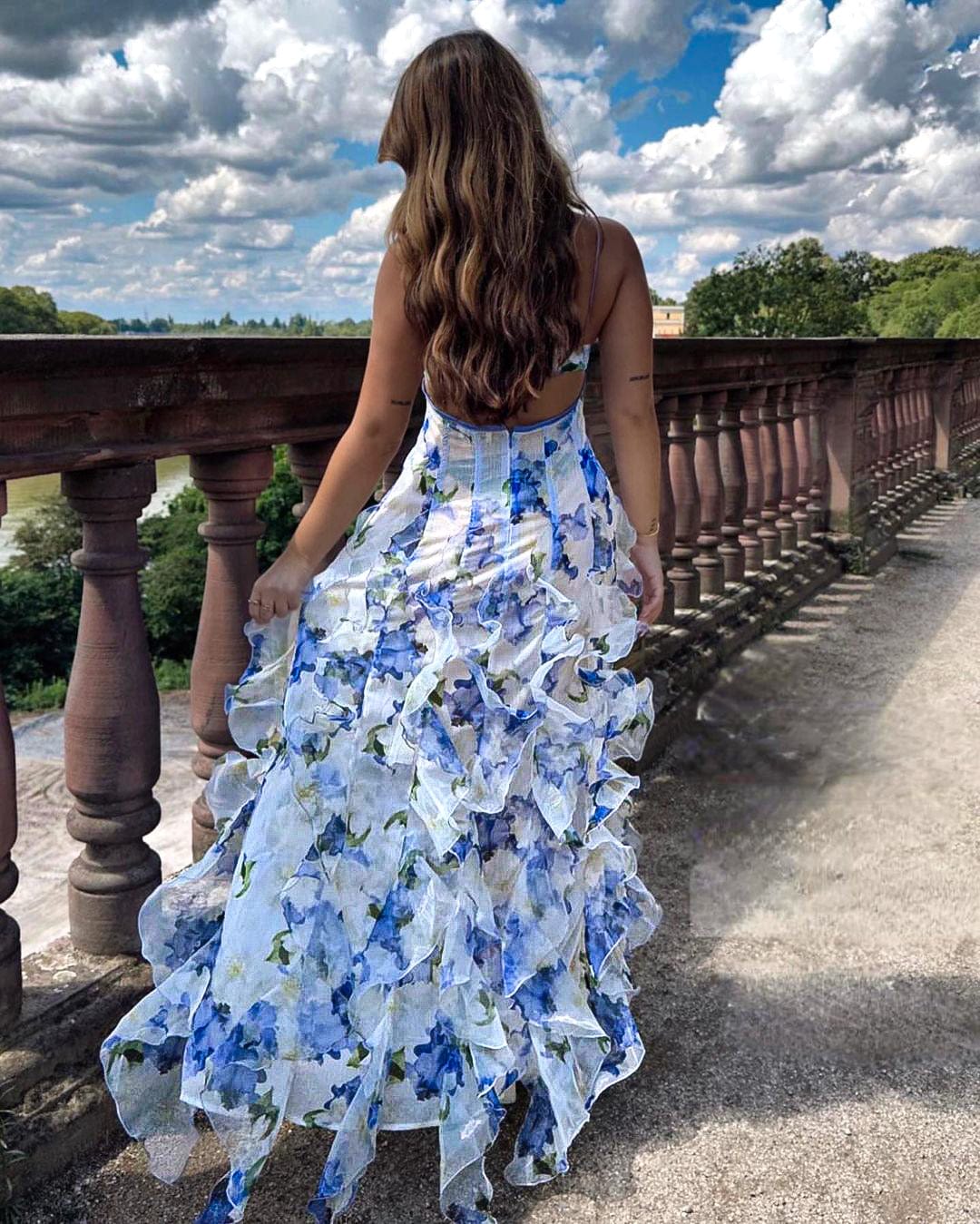 Robe Fleurie Évasée en Dentelle pour Femme