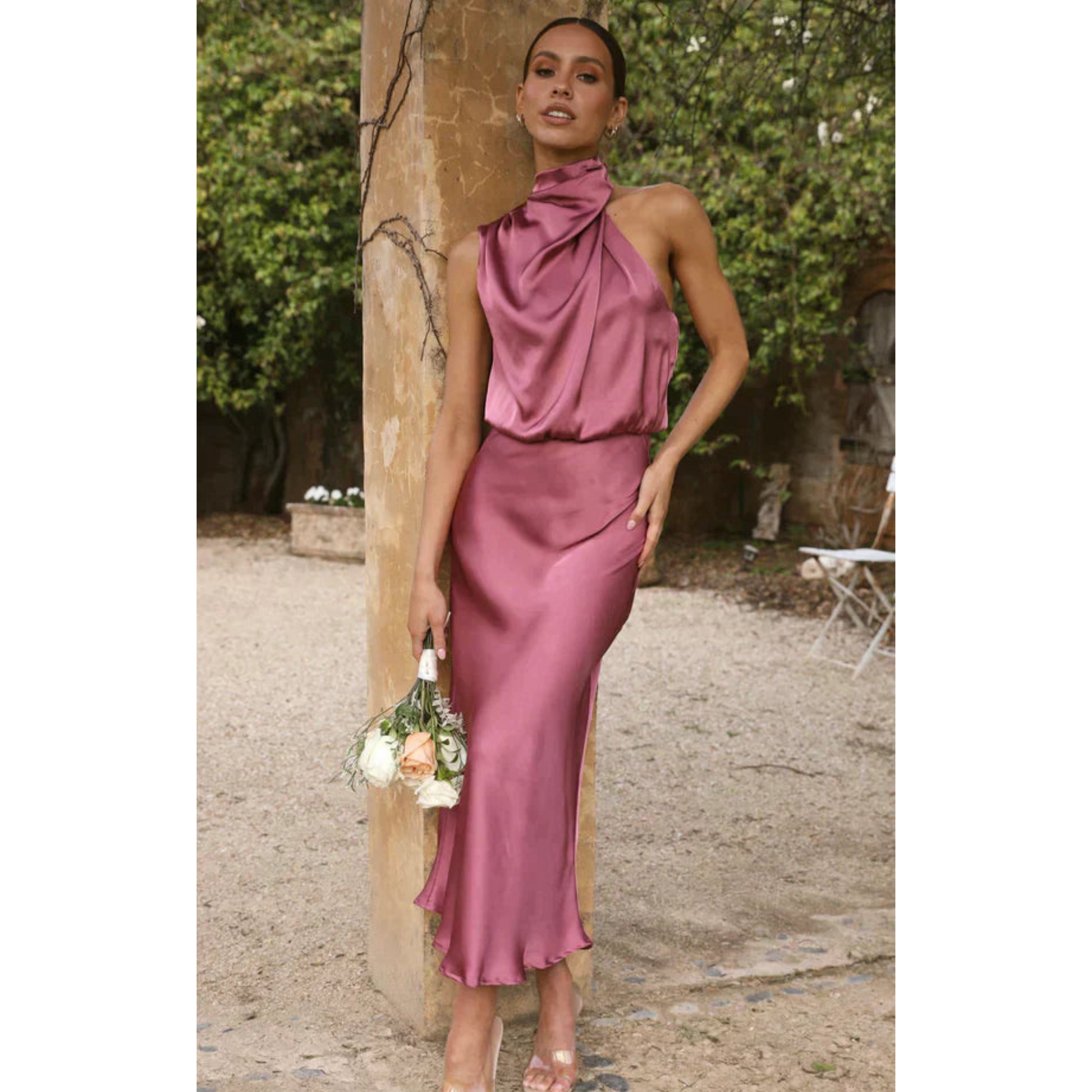 Robe de Soirée Femme Luxe en Satin Rouge Élégante - PanierRoyale