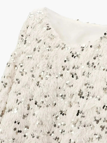 Pull en Maille Glitter Élégant pour Femme