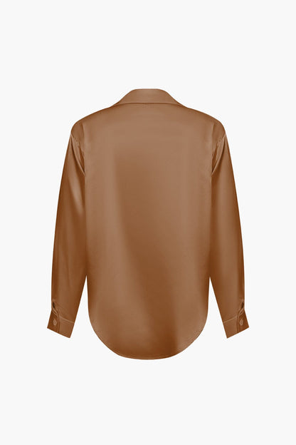 Blouse Élégante en Soie Satinée Longue Manche