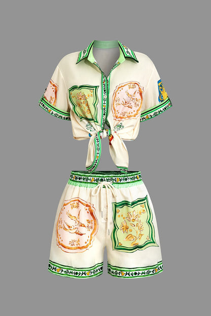 Ensemble Deux Pièces Élégant Imprimé Floral