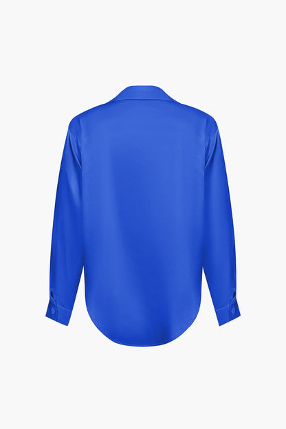 Blouse Élégante en Soie Satinée Longue Manche
