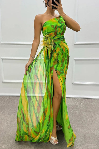 Robe Soirée Épaule Nu Sans Manches Longue Grande Taille