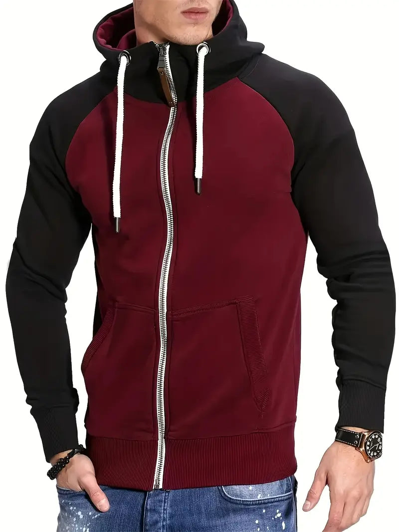 Sweat à Capuche Zippé Streetwear Homme Sport Chic