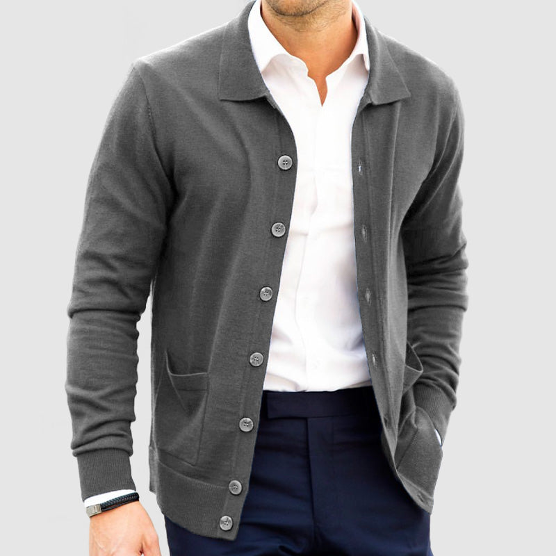 Cardigan Homme Hiver Chaud avec Poche et Col