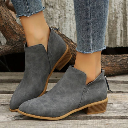 Bottines Femme Chic à Bout Pointu avec Découpe Élégante et Semelle Anti-Dérapante