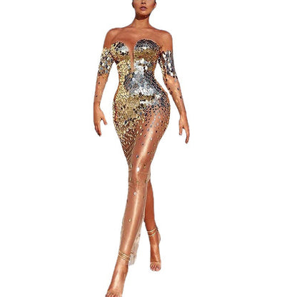 Robe de soirée Femme Tissu scintillant Coupe élégante