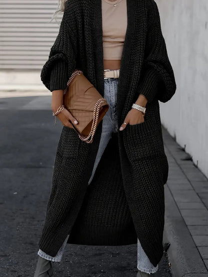 Cardigan Femme Longue Douillette avec Poches pour Hiver
