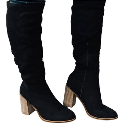 Bottes mi-mollet décontractées avec fermeture éclair et talon plat - PanierRoyale