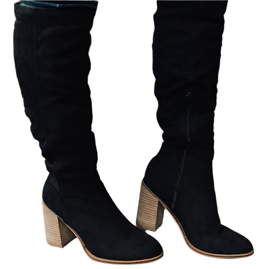 Bottes mi-mollet décontractées avec fermeture éclair et talon plat - PanierRoyale