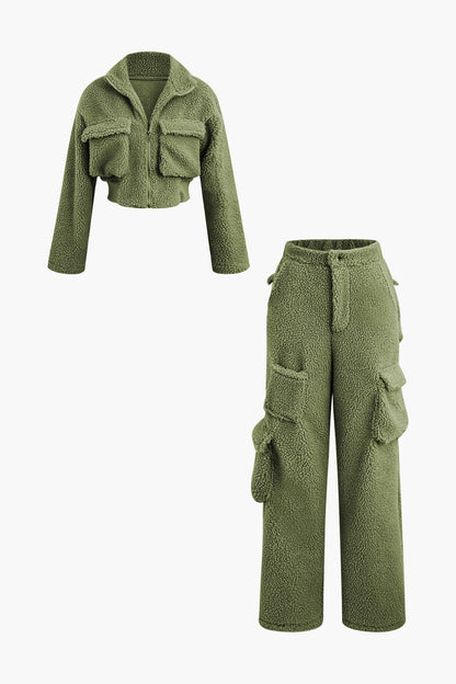 Combinaison Teddy Douce avec Pantalon et Veste Courte