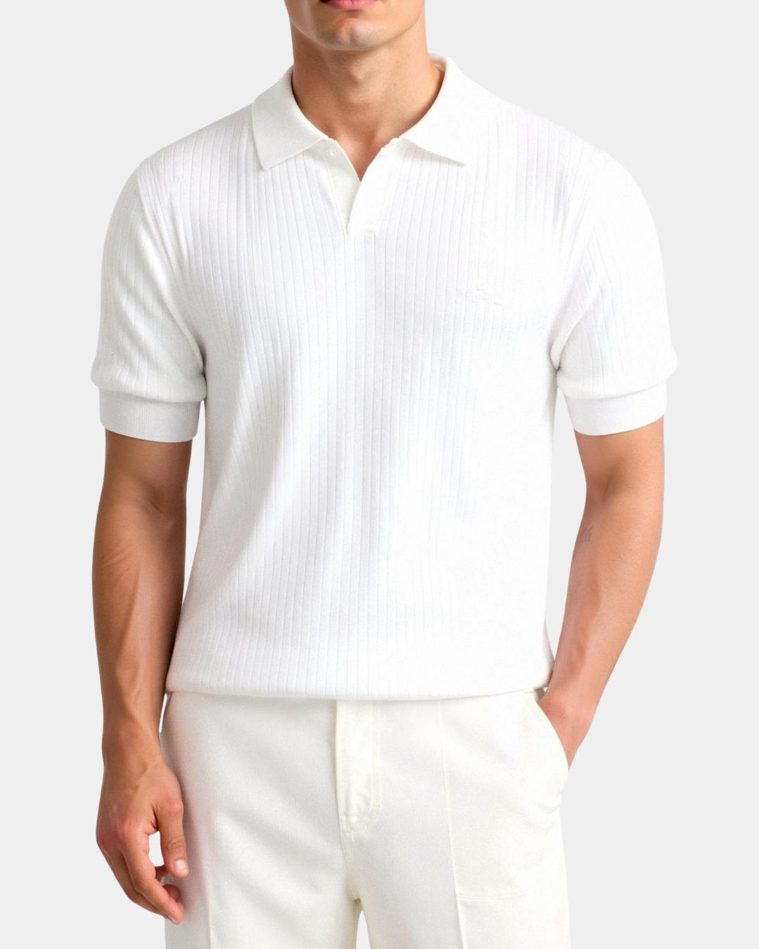 Chemise Polo Homme Slim Fit Col Large