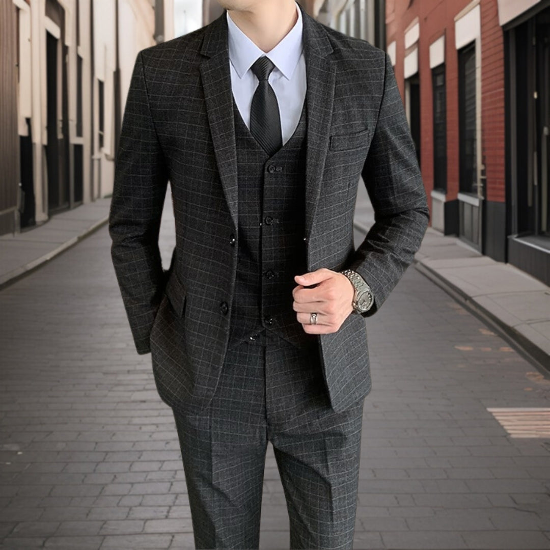 Costume Mariage Classique 3 Pièces Homme Cérémonie Élégant - PanierRoyale