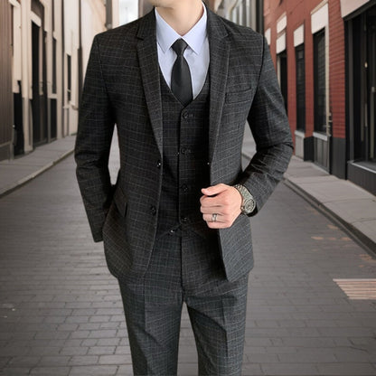 Costume Mariage Classique 3 Pièces Homme Cérémonie Élégant - PanierRoyale