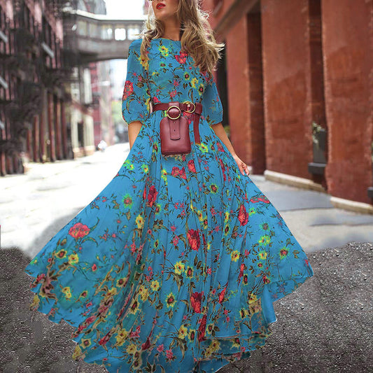Robe Été Fleuri Manches Courtes pour Femme - PanierRoyale