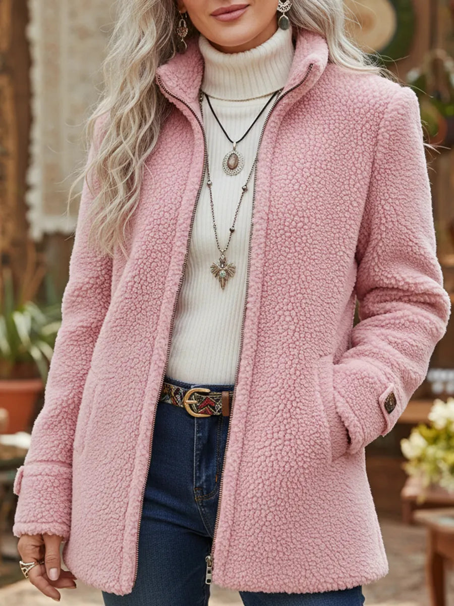 Veste Femme Zippée Effet Polaire Mi-Longue Confortable - PanierRoyale