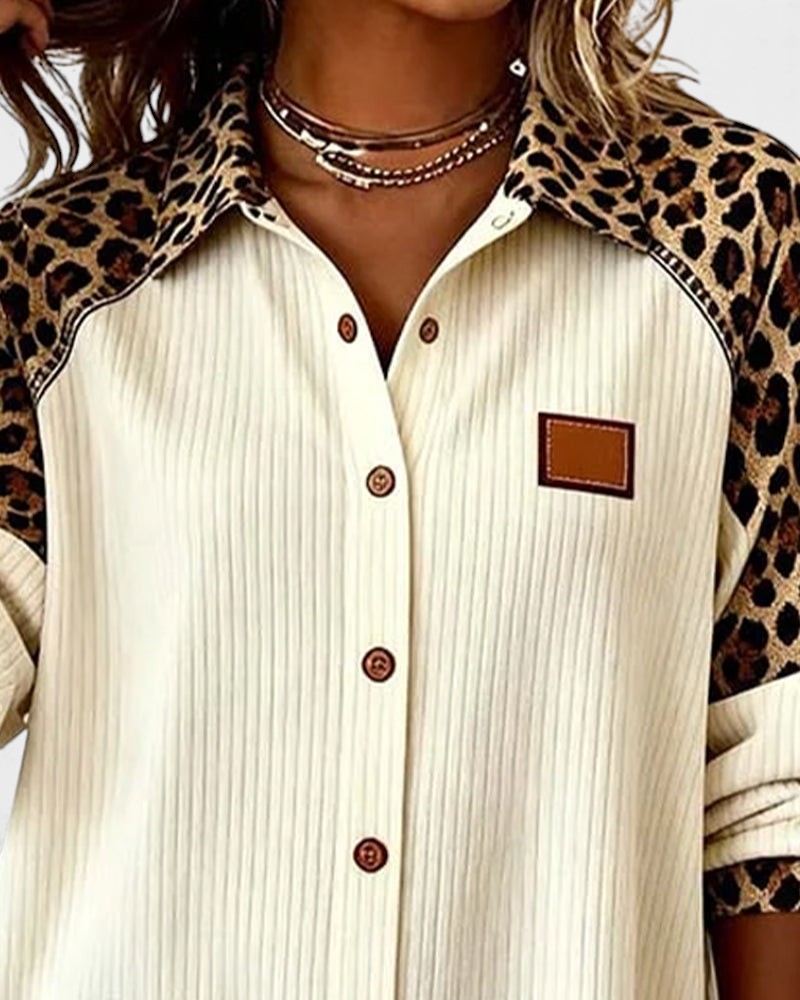 Chemise Femme Imprimé Léopard Coupe Décontractée Chic