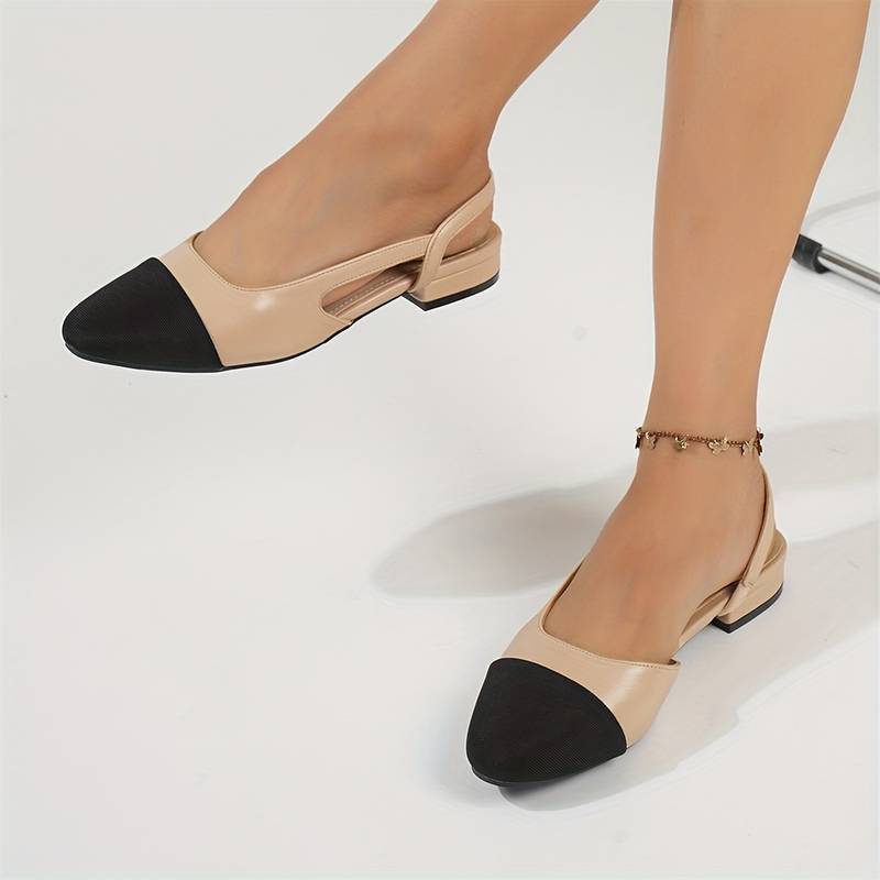 Escarpins Slingback Élégants Beige et Noir