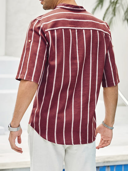 Chemise Homme Manches Courtes à Rayures