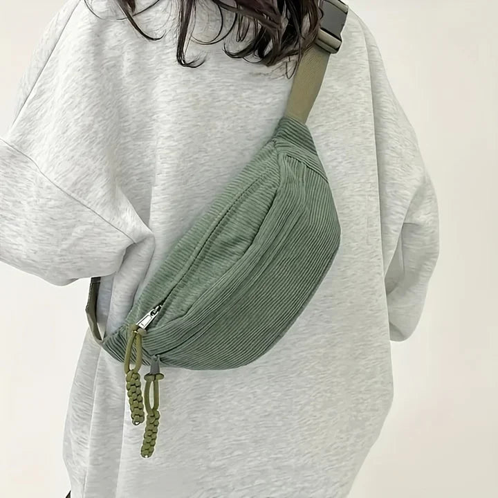 Sac banane Femme Nylon côtelé Bandoulière réglable