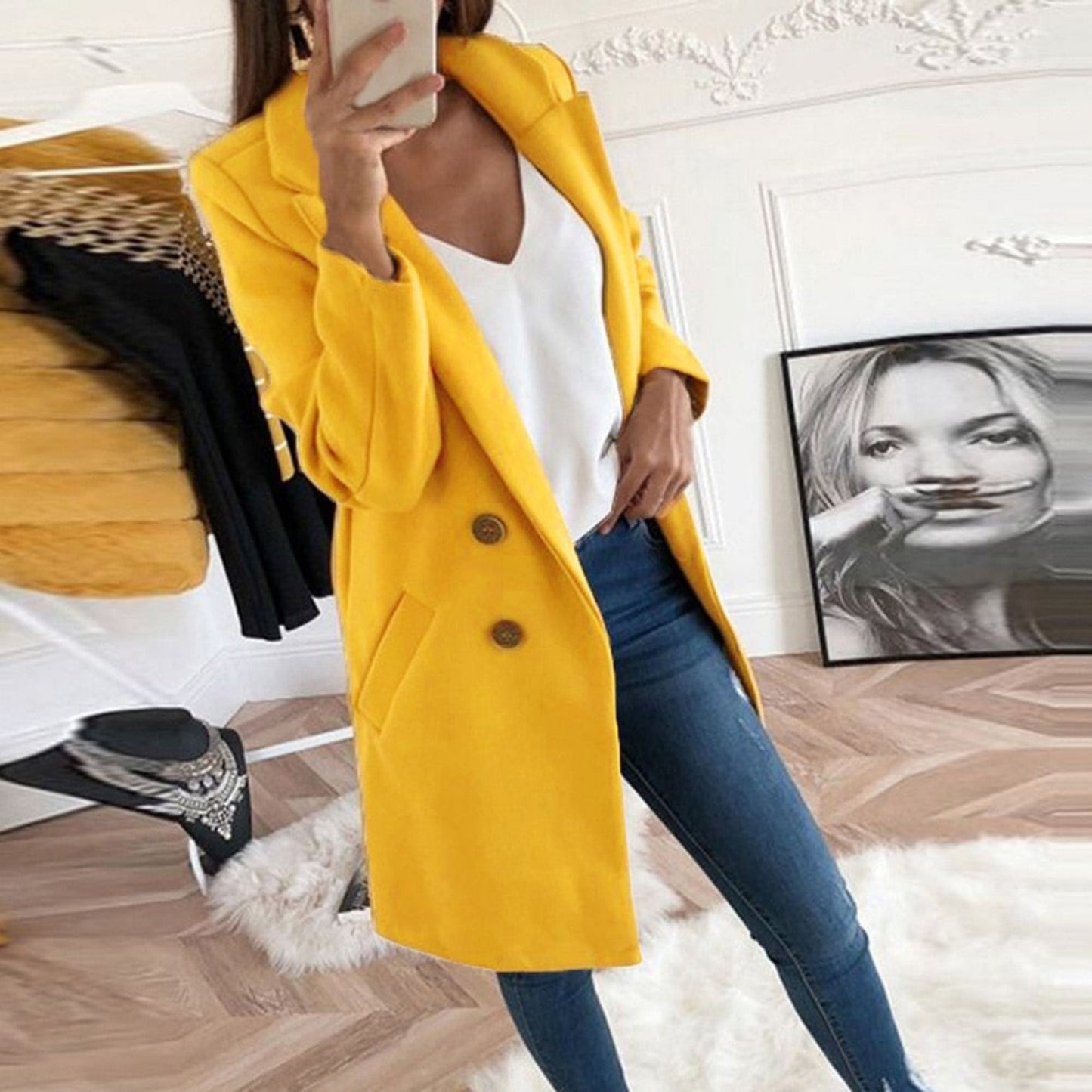 Manteau Femme Élégant Boutons