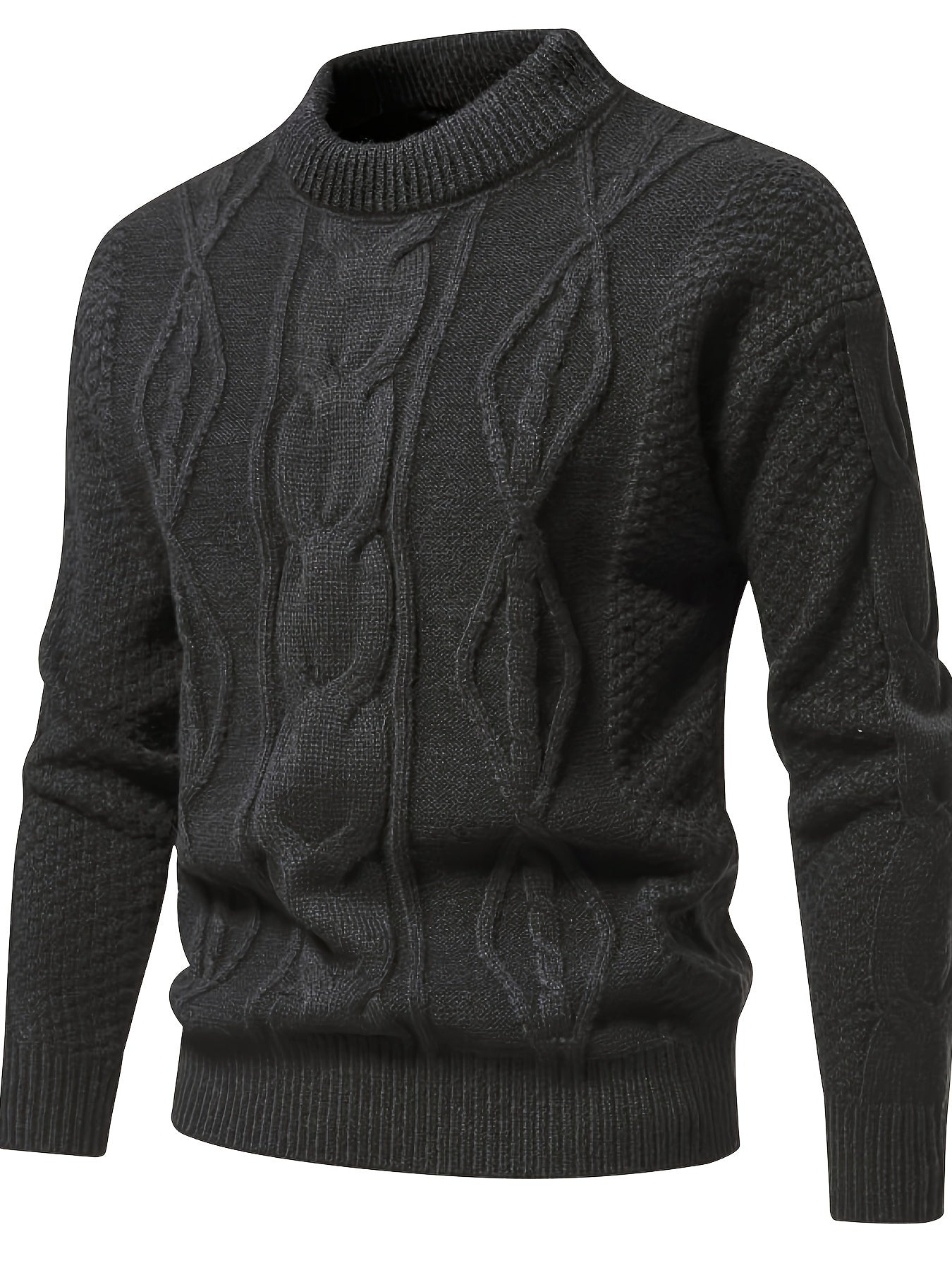 Pull Homme Marine Épais Chaud en Laine Mélangée
