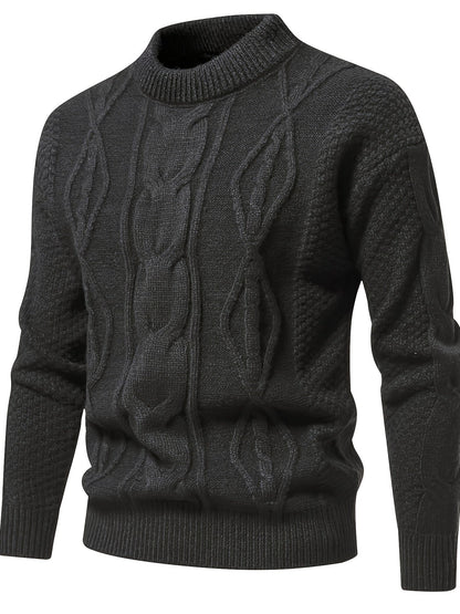 Pull Homme Marine Épais Chaud en Laine Mélangée