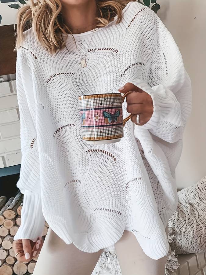 Pull Femme Hiver Tricoté au Fil Doux avec Manches Longues