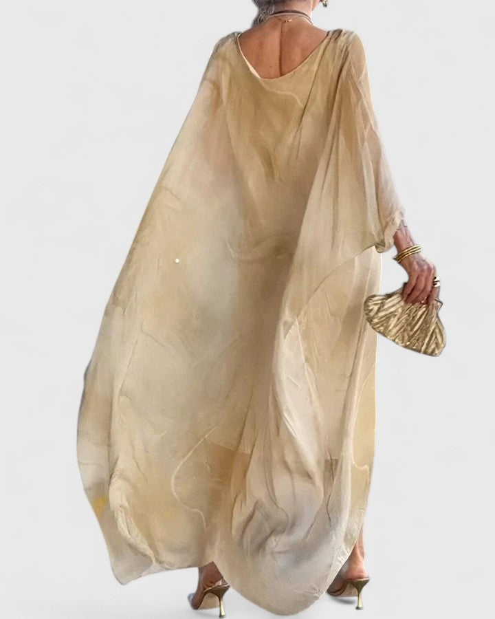 Robe Femme Longue Manches Bouffantes Élégante
