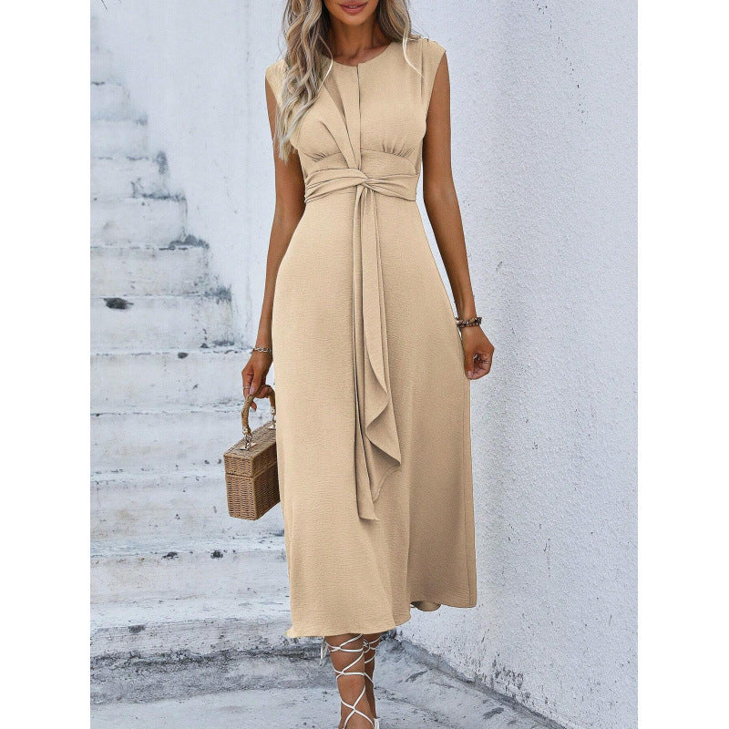 Robe longue Femme Sans Manches Taille Drapée
