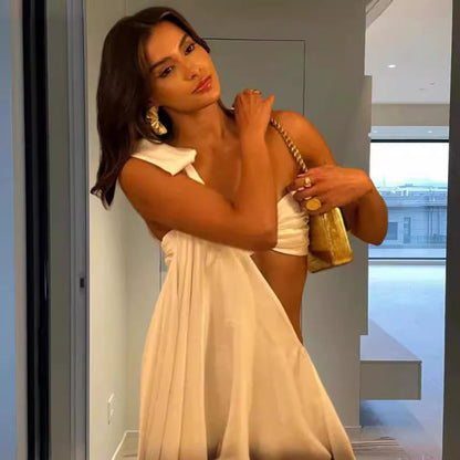 Robe Femme Satin Drapée Coupe Asymétrique