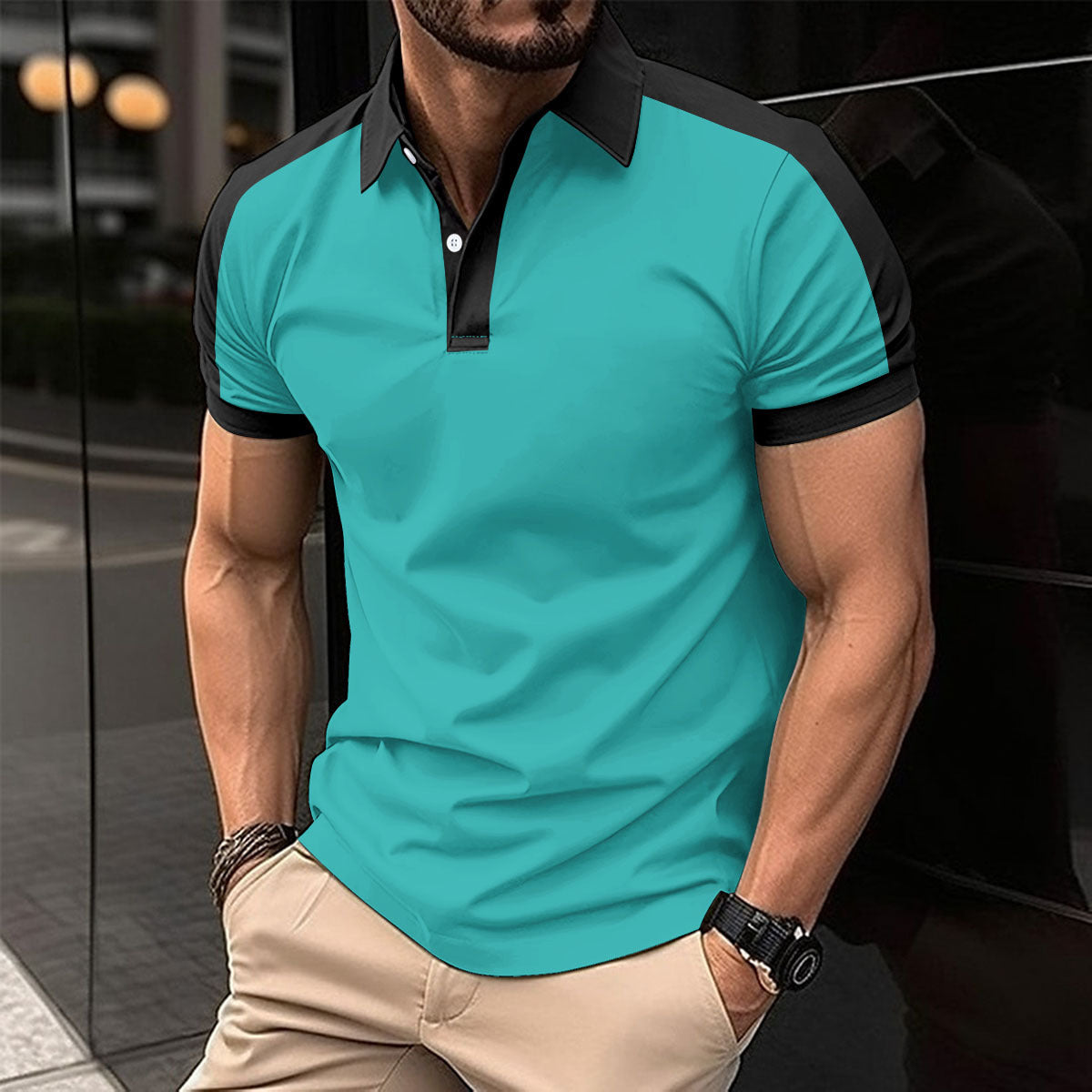 Chemise Homme Manche Courte Polo Été Décontractée