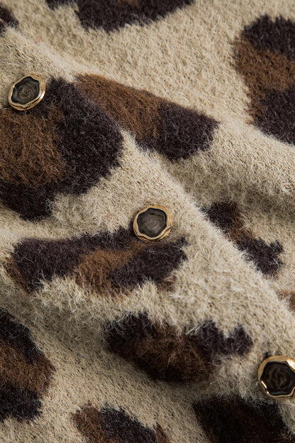 Cardigan Femme Leopard Doux et Confortable
