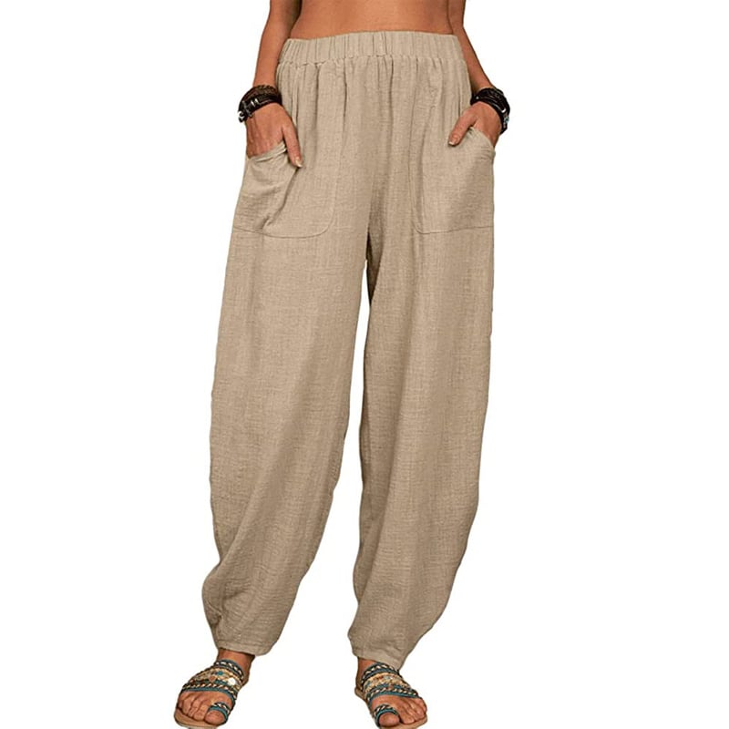 Pantalon Femme Taille Élégante avec Poches Côtelées