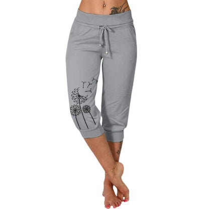 Pantalon de sport femme 7/8 imprimé fleurs colorés