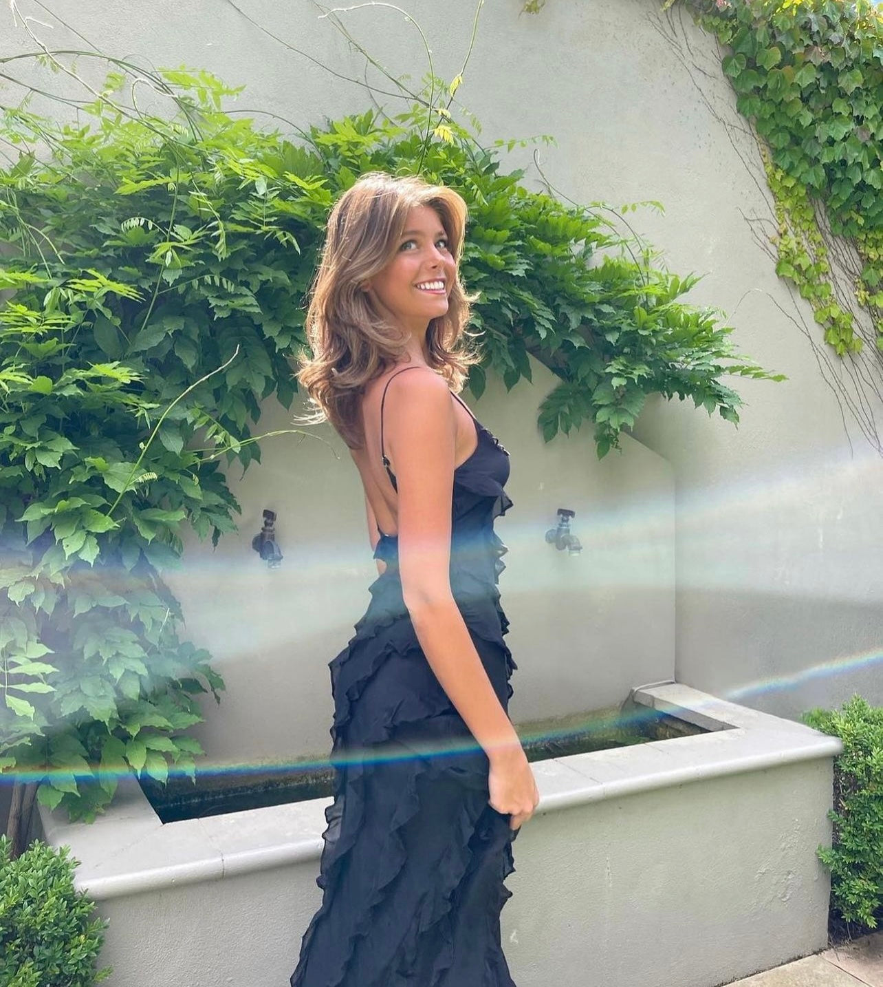 Robe du Soir Évasée avec Ruches et Bretelles Fines