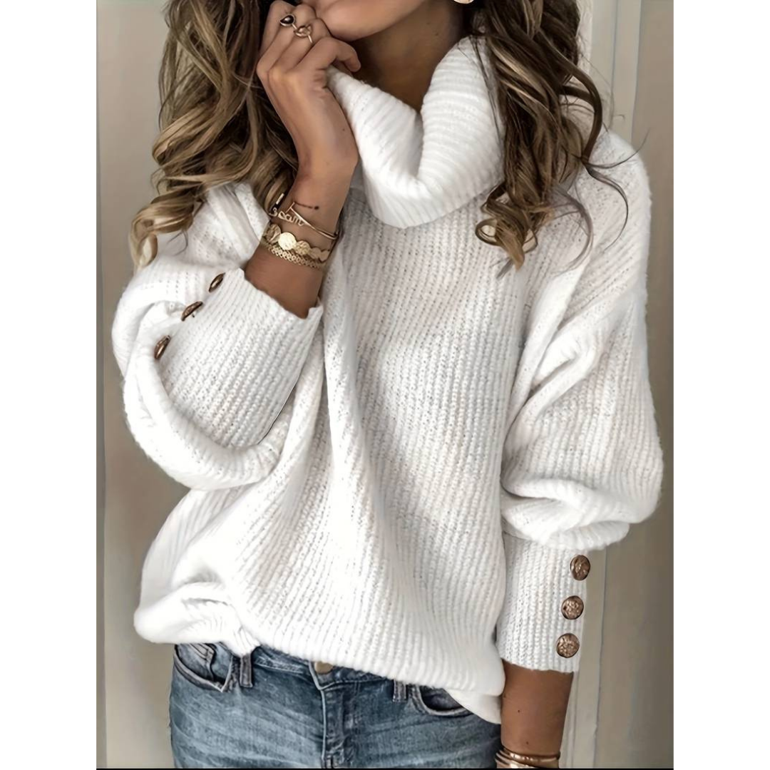 Pull Blanc en Col Roulé Chic et Élégant - PanierRoyale