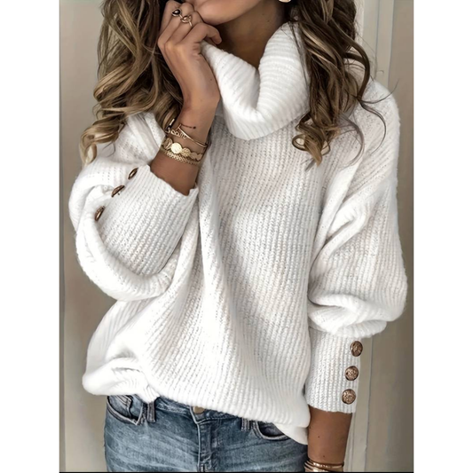 Pull Blanc en Col Roulé Chic et Élégant - PanierRoyale