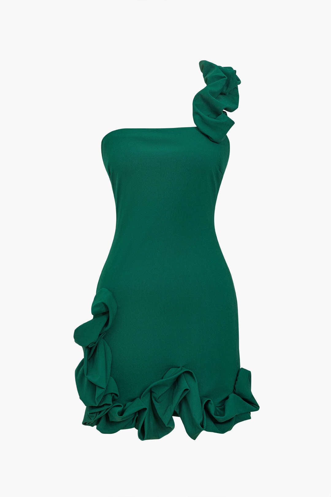 Robe Épaulette Corps Moulant Féminine avec Volants