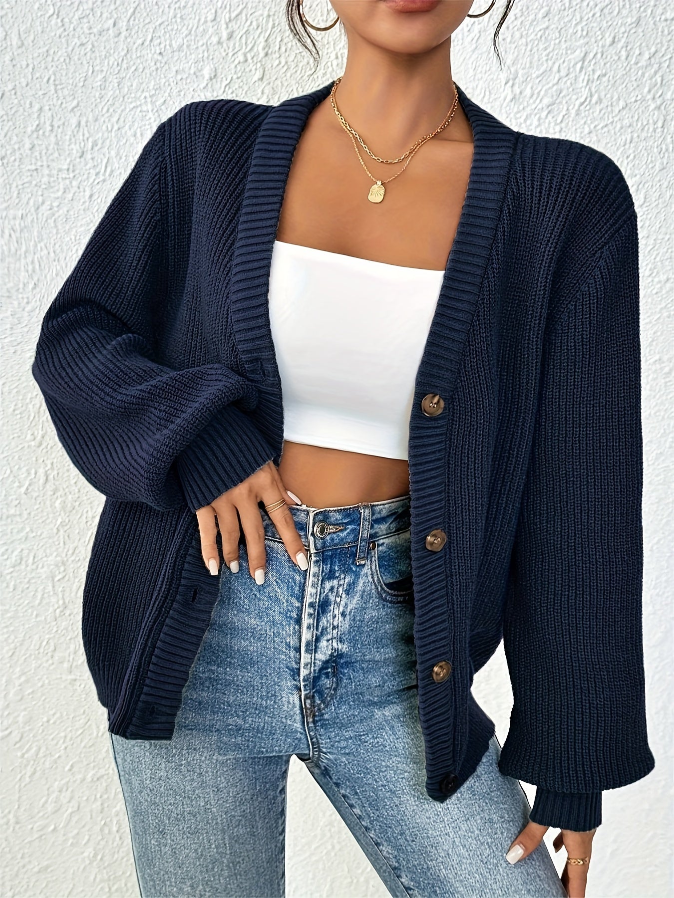 Cardigan femme tricoté manches longues hiver chaud