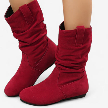 Bottines Femme à Talon Plat et Bout Rond