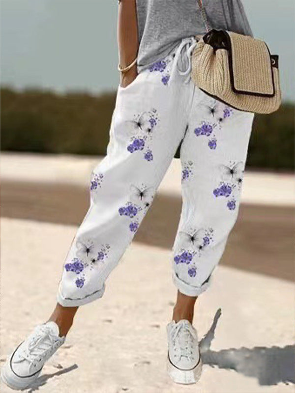 Pantalon femme à rayures tendance décontracté