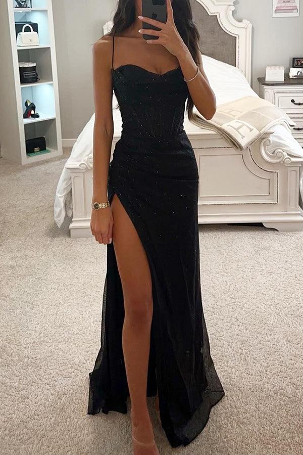 Robe de soirée longue pailletée luxe pour femme - PanierRoyale