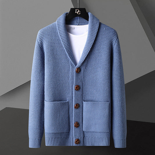 Cardigan Homme Hiver Épais et Doux à Col Revers - PanierRoyale