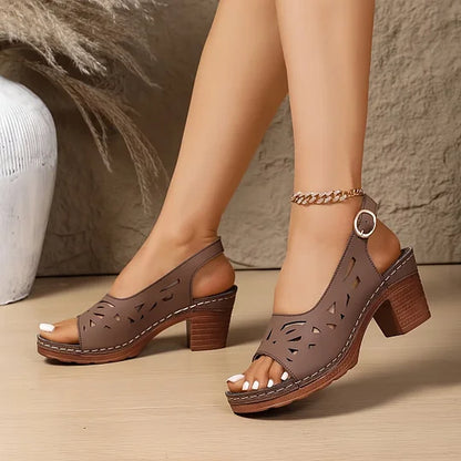 Sandales Femme Talon Bloc Confortable Design Ouvert