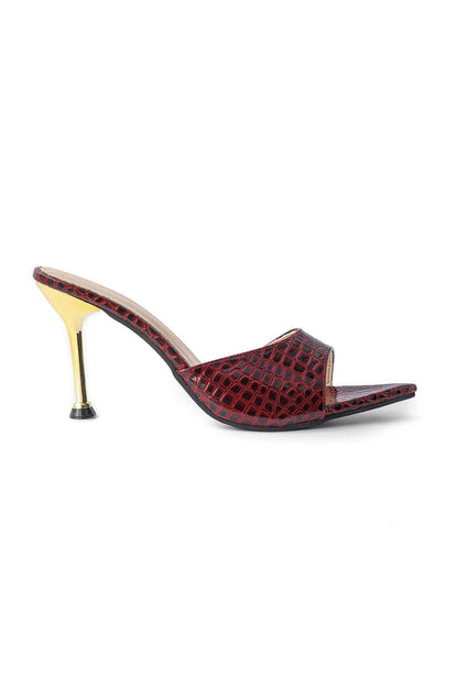 Mules Hauts Talons Noir Gaine Élégantes