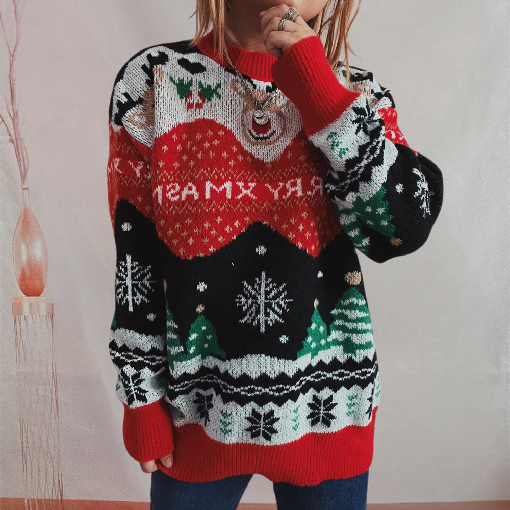 Pull Femme Hiver Chic en Flocons de Neige - PanierRoyale