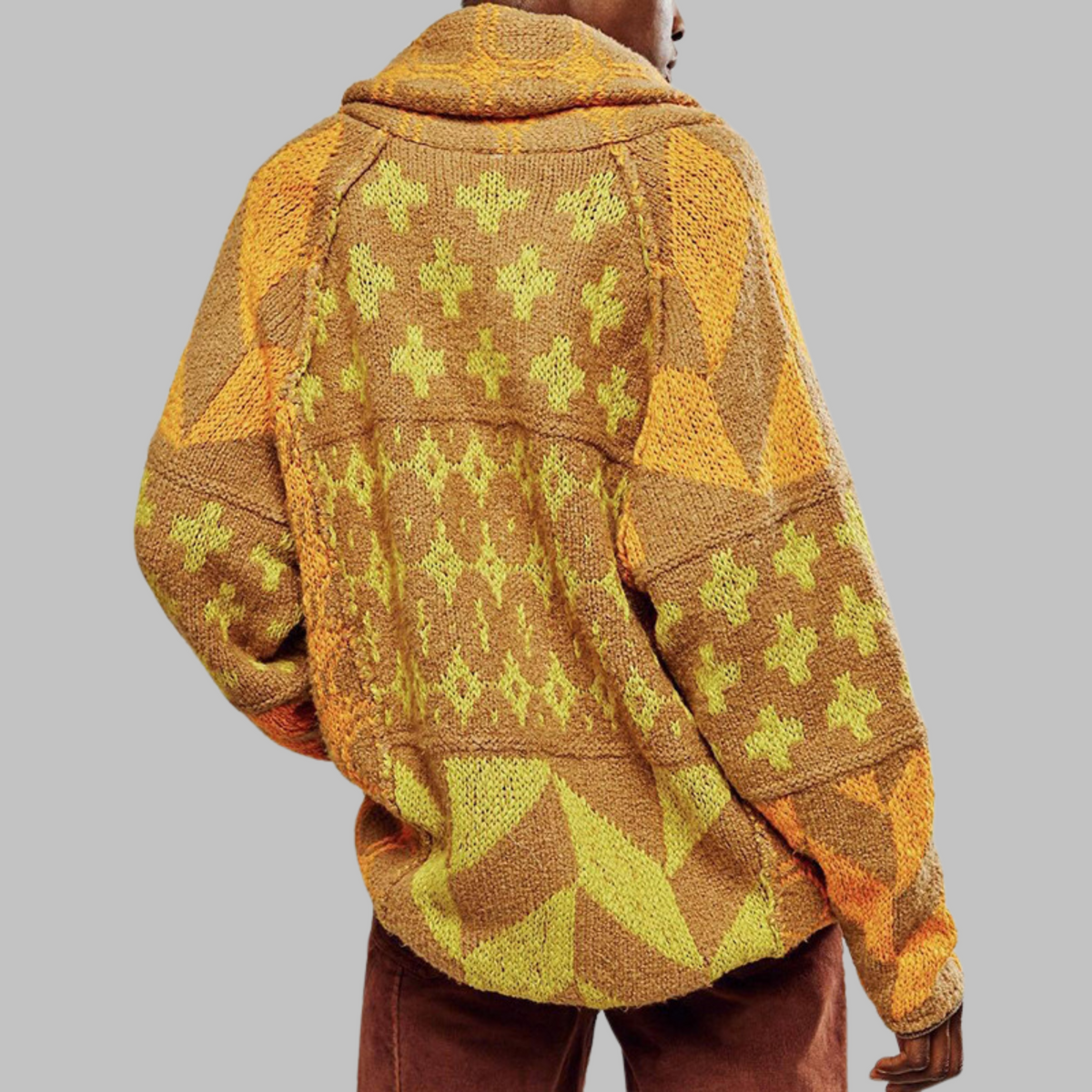Cardigan Maille Douce Col Boutonné Coupe Oversize Vintage