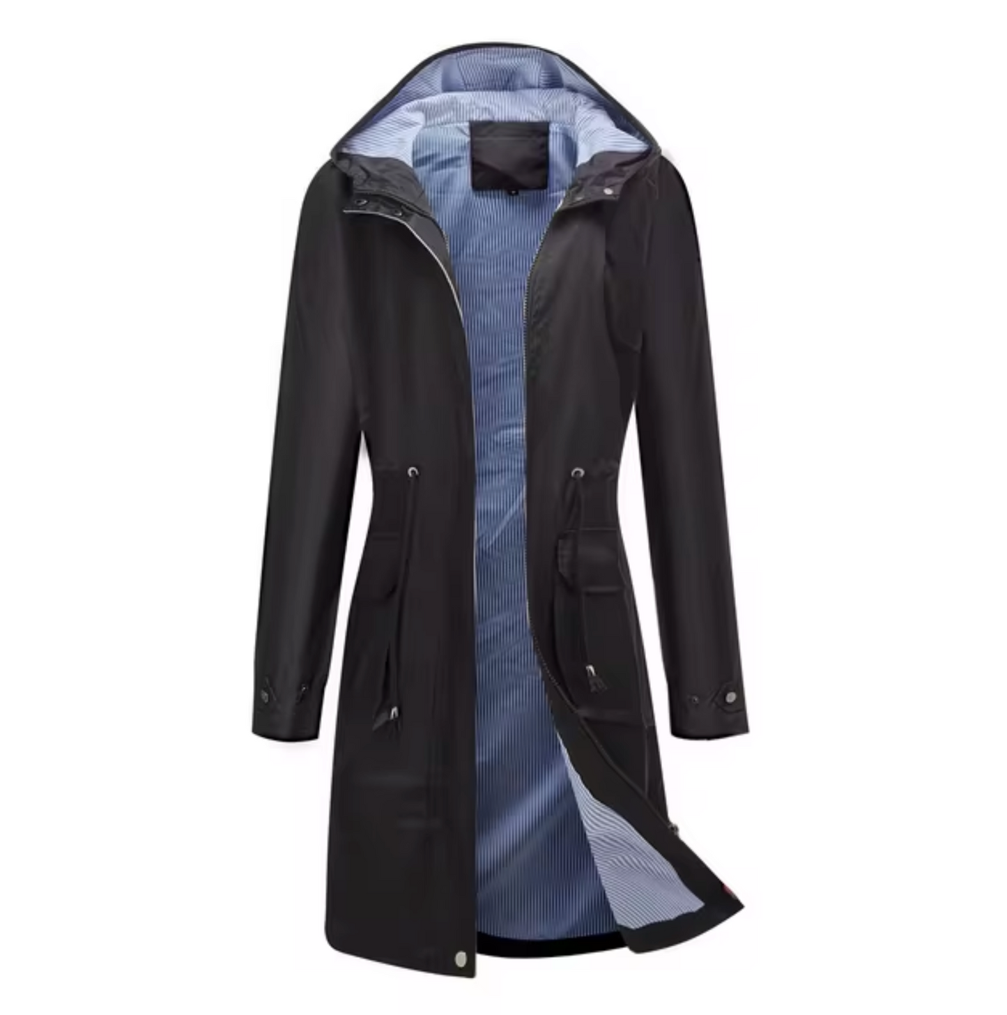 Manteau Femme Imperméable Long avec Capuche et Manches Réglables