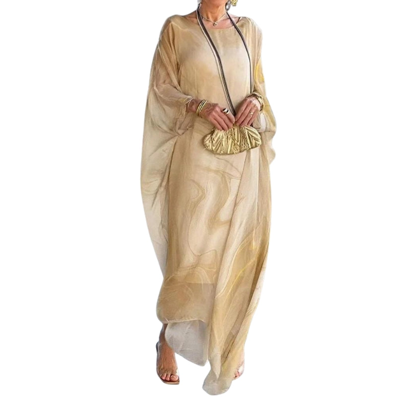 Robe Élégante Col Rond Manches Bouffantes - PanierRoyale